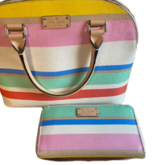 kate spade Handbags - RARE Vintage Kate Spade Multi Color Crossbody Satchel & Wallet EUC